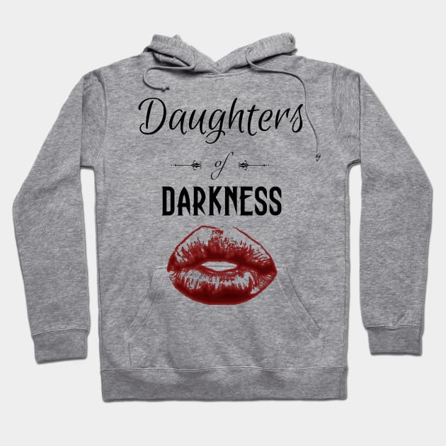 Daughters of Darkness | Red Glow Goth Lips Black Hoodie by aRtVerse